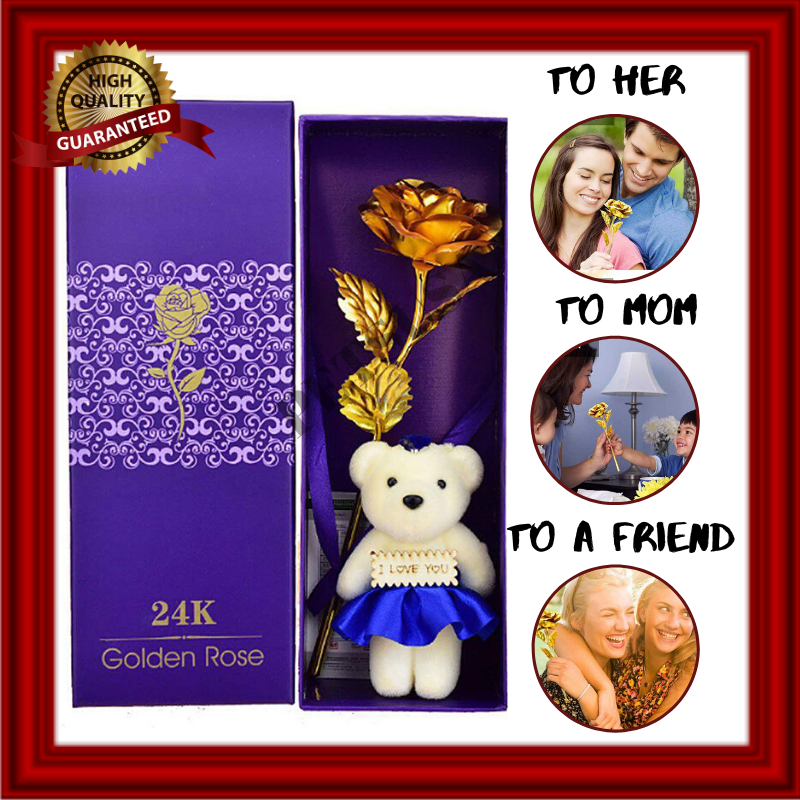 golden rose with teddy